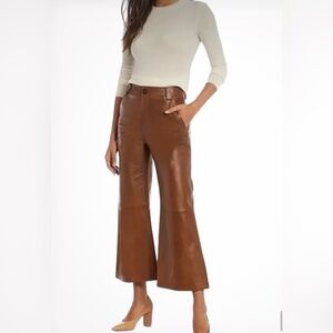 Wide Leg Brown Leather Pants